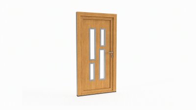 Porte d'entrée bois modèle 091 sur mesure — dessin du modèle, chêne verni