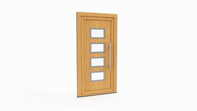 Porte d'entrée bois modèle 092 sur mesure — dessin du modèle, chêne verni