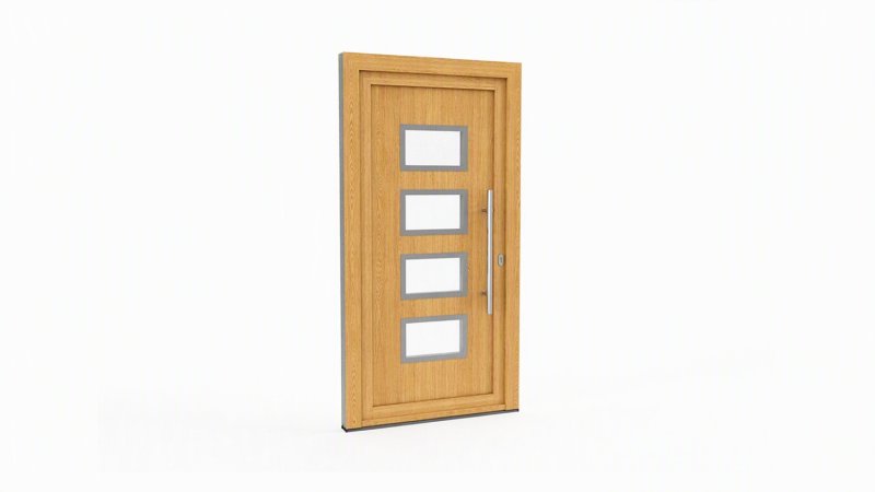 Porte d'entrée bois modèle 092 sur mesure — dessin du modèle, chêne verni