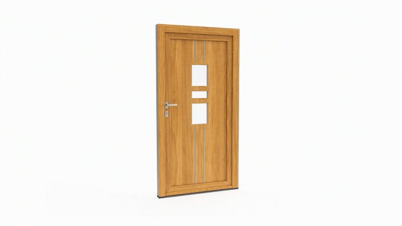 Porte d'entrée bois modèle 093 sur mesure — dessin du modèle, chêne verni