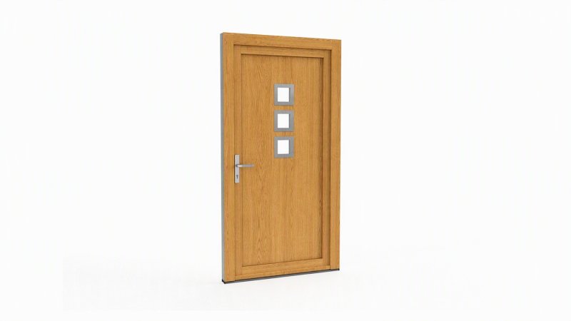 Porte d'entrée bois modèle 094 sur mesure — dessin du modèle, chêne verni