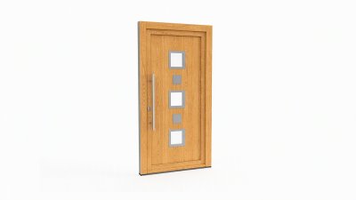 Porte d'entrée bois modèle 095 sur mesure — dessin du modèle, chêne verni