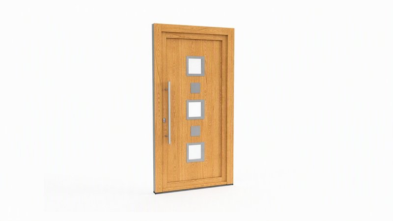 Porte d'entrée bois modèle 095 sur mesure — dessin du modèle, chêne verni