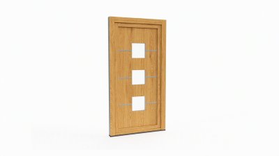 Porte d'entrée bois modèle 096 sur mesure — dessin du modèle, chêne verni