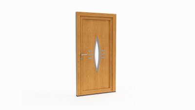 Porte d'entrée bois modèle 097 sur mesure — dessin du modèle, chêne verni