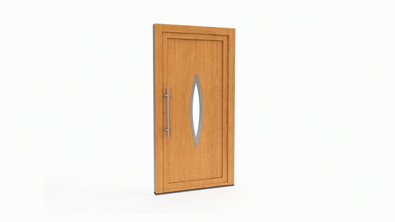 Porte d'entrée bois modèle 098 sur mesure — dessin du modèle, chêne verni