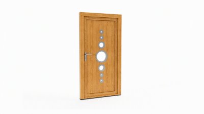 Porte d'entrée bois modèle 100 sur mesure — dessin du modèle, chêne verni