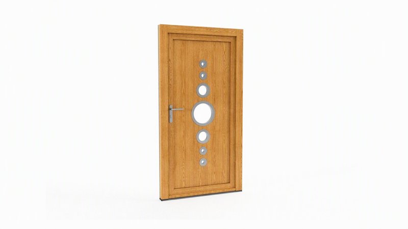 Porte d'entrée bois modèle 100 sur mesure — dessin du modèle, chêne verni