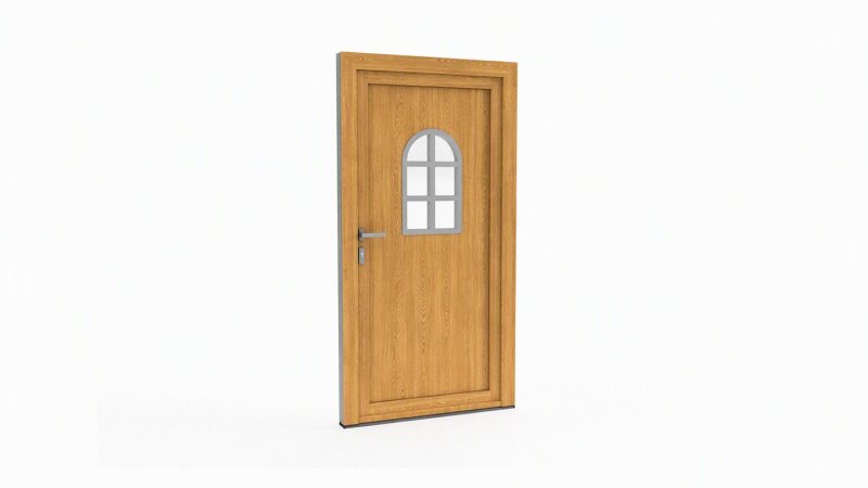 Porte d'entrée bois modèle 101 sur mesure — dessin du modèle, chêne verni