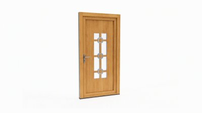Porte d'entrée bois modèle 102 sur mesure — dessin du modèle, chêne verni