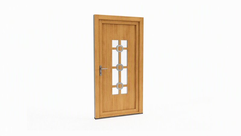 Porte d'entrée bois modèle 102 sur mesure — dessin du modèle, chêne verni