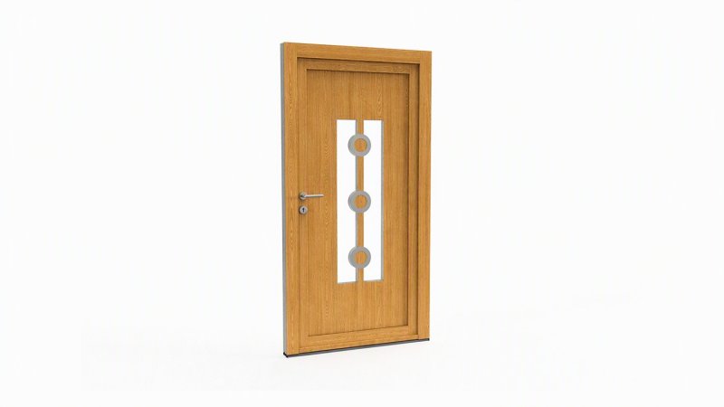 Porte d'entrée bois modèle 103 sur mesure — dessin du modèle, chêne verni