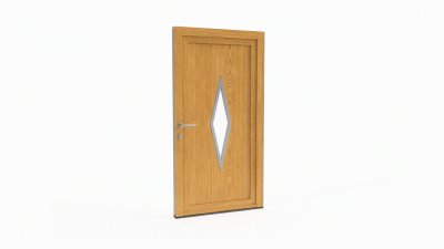 Porte d'entrée bois modèle 104 sur mesure — dessin du modèle, chêne verni