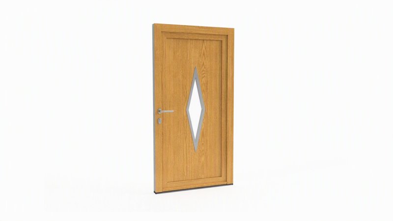 Porte d'entrée bois modèle 104 sur mesure — dessin du modèle, chêne verni