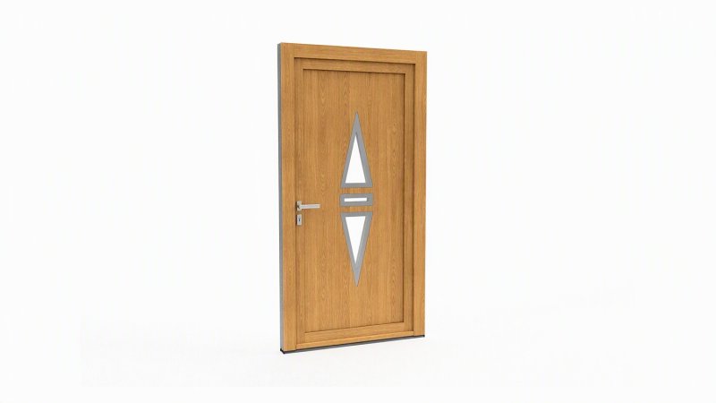 Porte d'entrée bois modèle 105 sur mesure — dessin du modèle, chêne verni