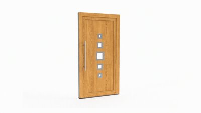 Porte d'entrée bois modèle 106 sur mesure — dessin du modèle, chêne verni