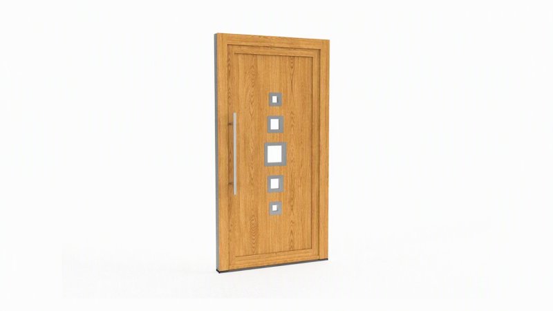 Porte d'entrée bois modèle 106 sur mesure — dessin du modèle, chêne verni