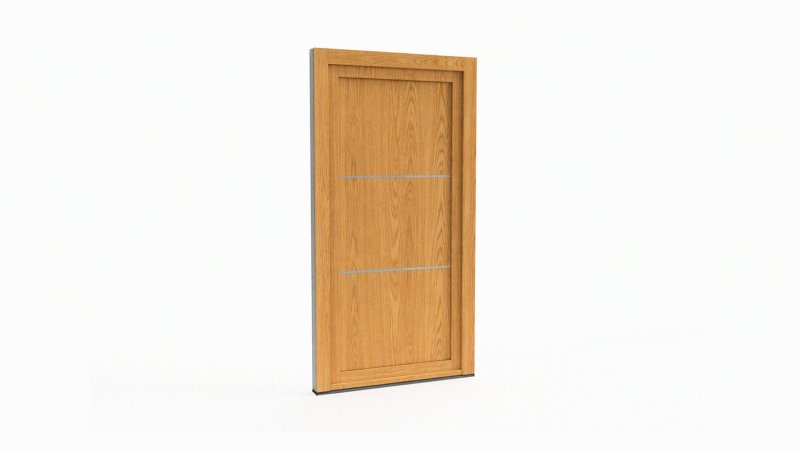 Porte d'entrée bois modèle 107 sur mesure — dessin du modèle, chêne verni