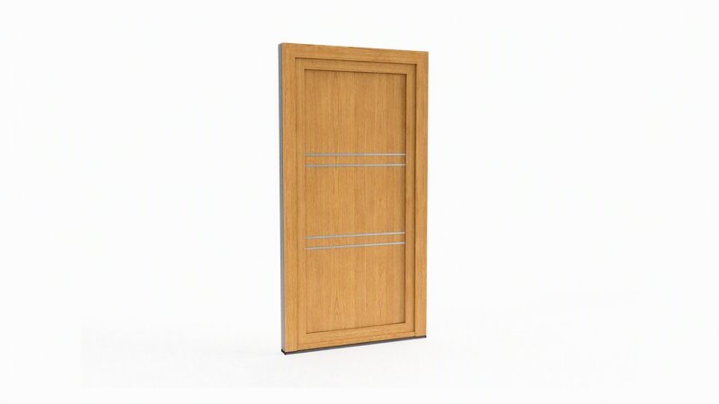 Porte d'entrée bois modèle 108 sur mesure — dessin du modèle, chêne verni