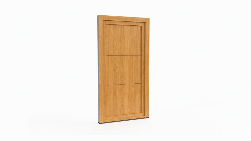 Porte d'entrée bois modèle 109 sur mesure — dessin du modèle, chêne verni