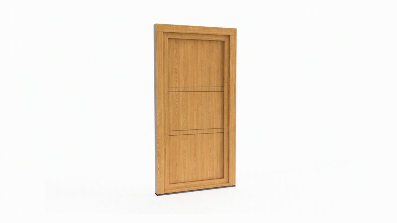 Porte d'entrée bois modèle 110 sur mesure — dessin du modèle, chêne verni