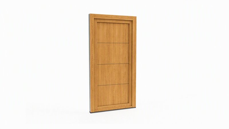 Porte d'entrée bois modèle 111 sur mesure — dessin du modèle, chêne verni