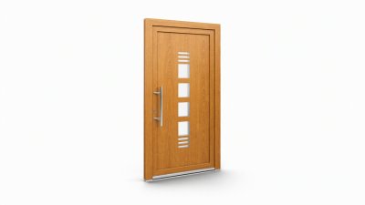 Porte d'entrée bois modèle 114 sur mesure — dessin du modèle, chêne verni