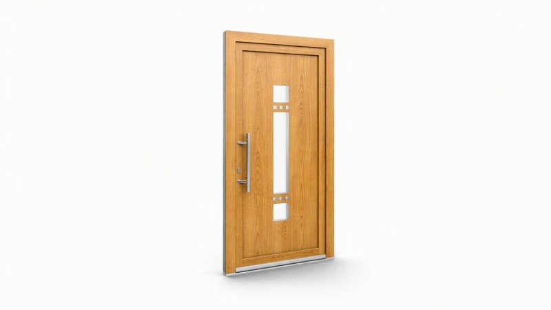 Porte d'entrée bois modèle 115 sur mesure — dessin du modèle, chêne verni