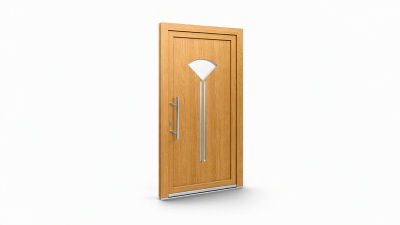 Porte d'entrée bois modèle 116 sur mesure — dessin du modèle, chêne verni