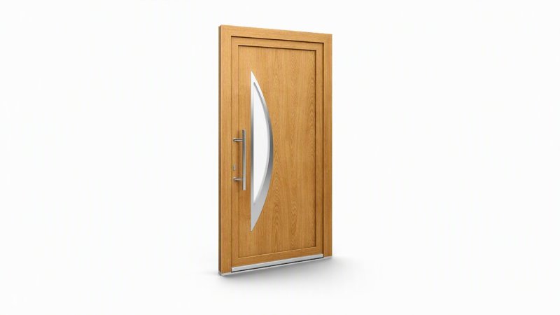 Porte d'entrée bois modèle 120 sur mesure — dessin du modèle, chêne verni