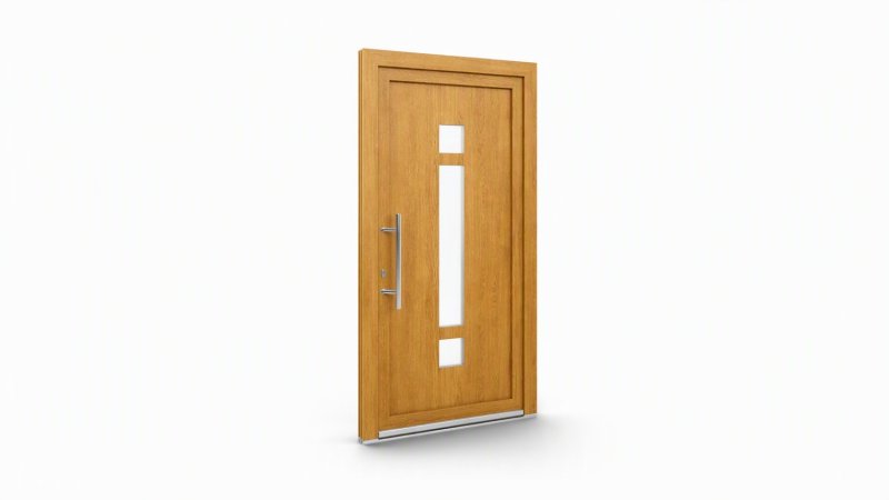Porte d'entrée bois modèle 121 sur mesure — dessin du modèle, chêne verni