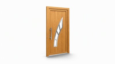 Porte d'entrée bois modèle 124 sur mesure — dessin du modèle, chêne verni