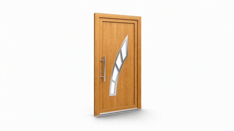 Porte d'entrée bois modèle 124 sur mesure — dessin du modèle, chêne verni