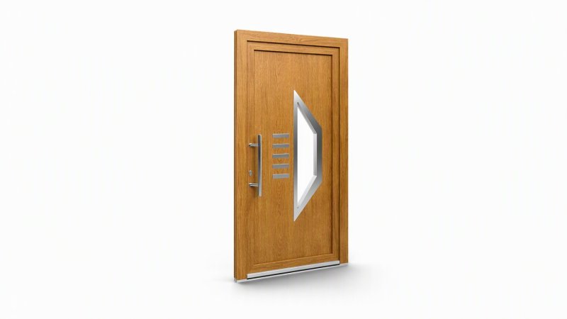 Porte d'entrée bois modèle 125 sur mesure — dessin du modèle, chêne verni