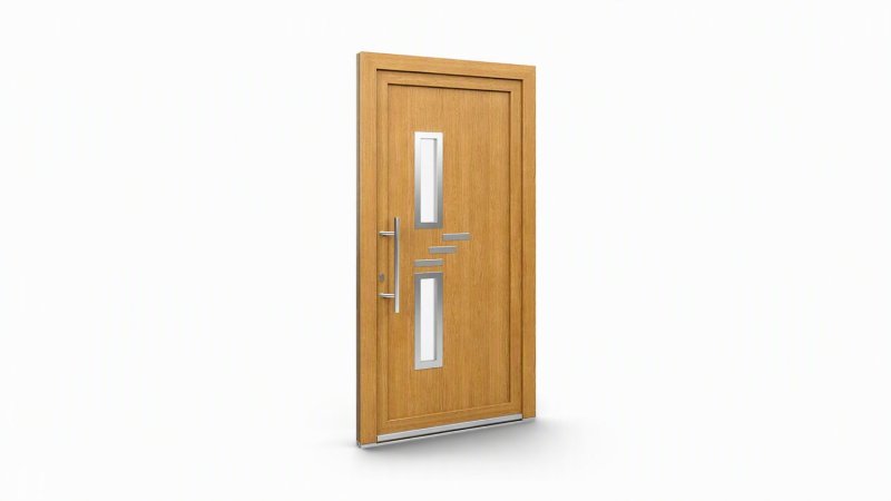 Porte d'entrée bois modèle 126 sur mesure — dessin du modèle, chêne verni