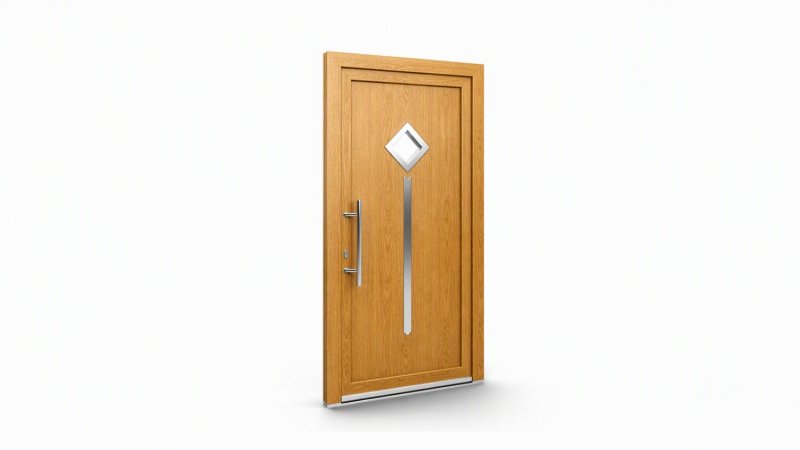 Porte d'entrée bois modèle 127 sur mesure — dessin du modèle, chêne verni