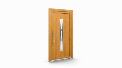 Porte d'entrée bois modèle 128 sur mesure — dessin du modèle, chêne verni