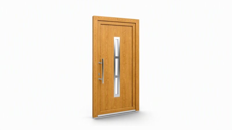 Porte d'entrée bois modèle 128 sur mesure — dessin du modèle, chêne verni