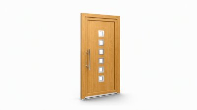 Porte d'entrée bois modèle 129 sur mesure — dessin du modèle, chêne verni