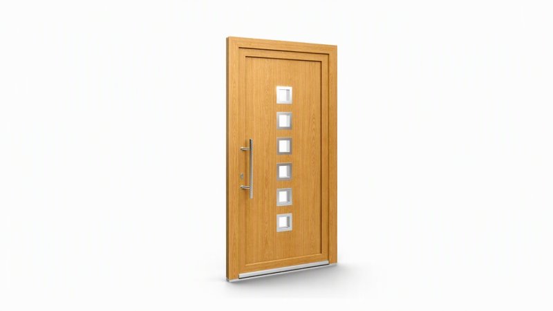 Porte d'entrée bois modèle 129 sur mesure — dessin du modèle, chêne verni