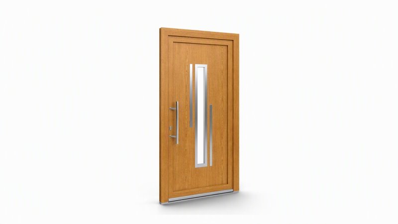 Porte d'entrée bois modèle 130 sur mesure — dessin du modèle, chêne verni