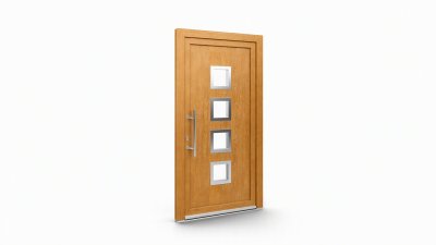 Porte d'entrée bois modèle 131 sur mesure — dessin du modèle, chêne verni