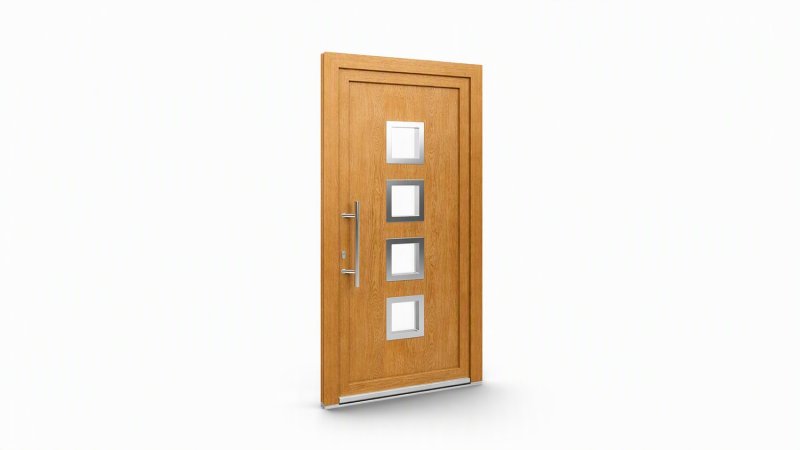 Porte d'entrée bois modèle 131 sur mesure — dessin du modèle, chêne verni