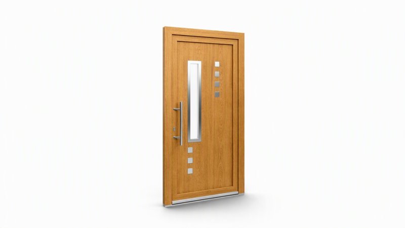 Porte d'entrée bois modèle 133 sur mesure — dessin du modèle, chêne verni