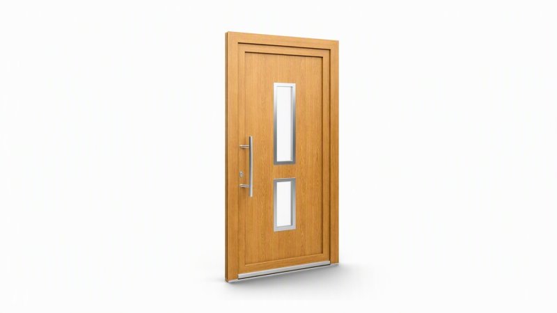 Porte d'entrée bois modèle 136 sur mesure — dessin du modèle, chêne verni