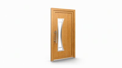 Porte d'entrée bois modèle 138 sur mesure — dessin du modèle, chêne verni