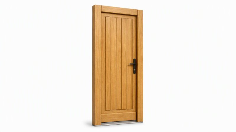 Porte d'entrée bois modèle M02 sur mesure — dessin du modèle, chêne verni