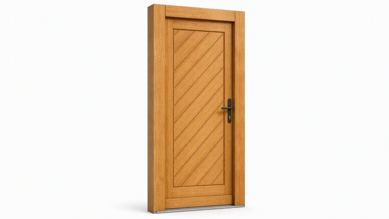 Porte d'entrée bois modèle M03 sur mesure — dessin du modèle, chêne verni
