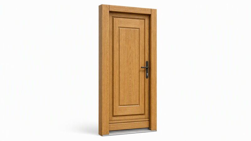 Porte d'entrée bois modèle M05 sur mesure — dessin du modèle, chêne verni