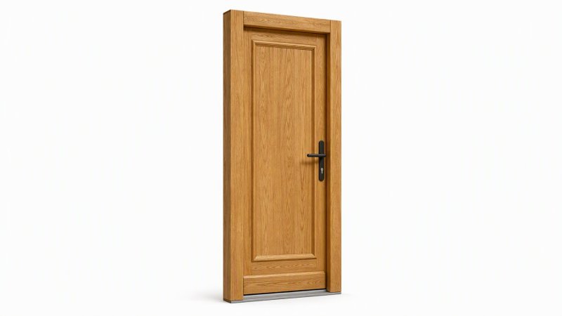 Porte d'entrée bois modèle M06 sur mesure — dessin du modèle, chêne verni